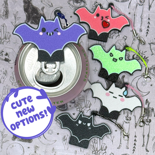 Colorful bat-shaped Tab Buddies on a gray background with illustrations.